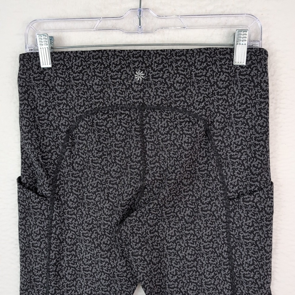 Athleta Ultimate‎ Stash Pocket 7/8 Textured Tight Women's Large Black White - Picture 7 of 9